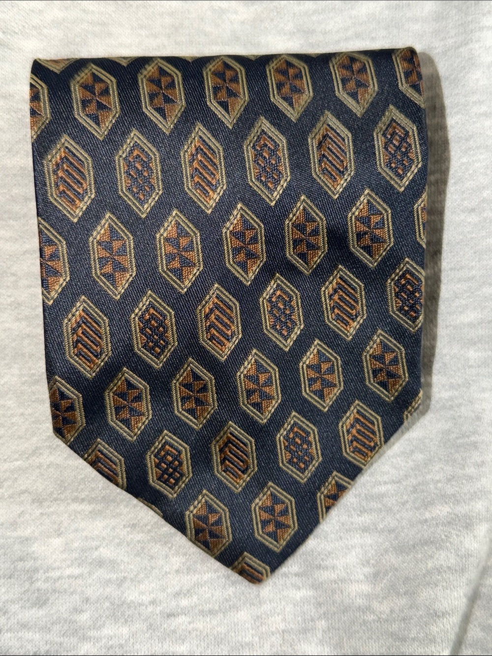 Vintage Calvin Klein Collection Silk Tie Mens Geometric Diamond Hexagon Italy